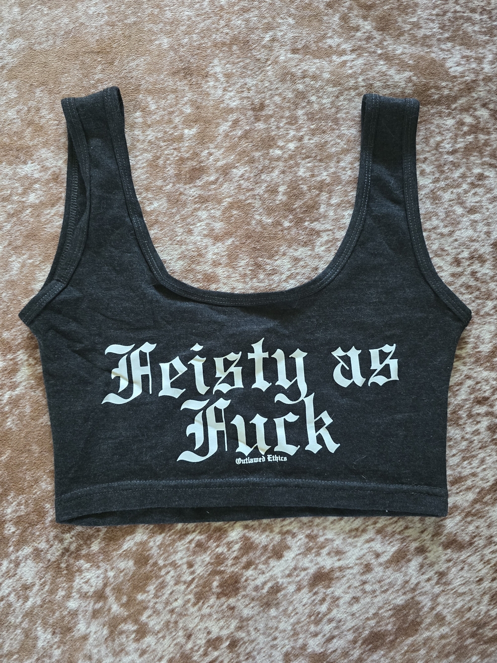 Feisty As F*ck Black Crop Tank Top -
